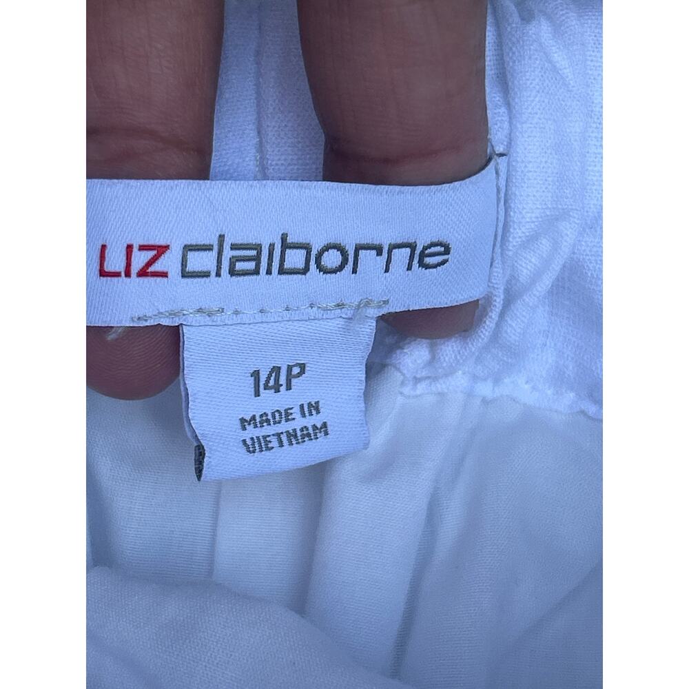 Liz Claiborne White Capri Pants Button Detail Wide Leg Crop Size - Picture 7 of 8